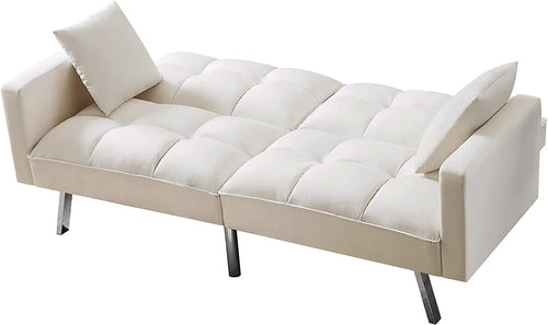 Adjustable Loveseat Sofa Bed with Metal Legs